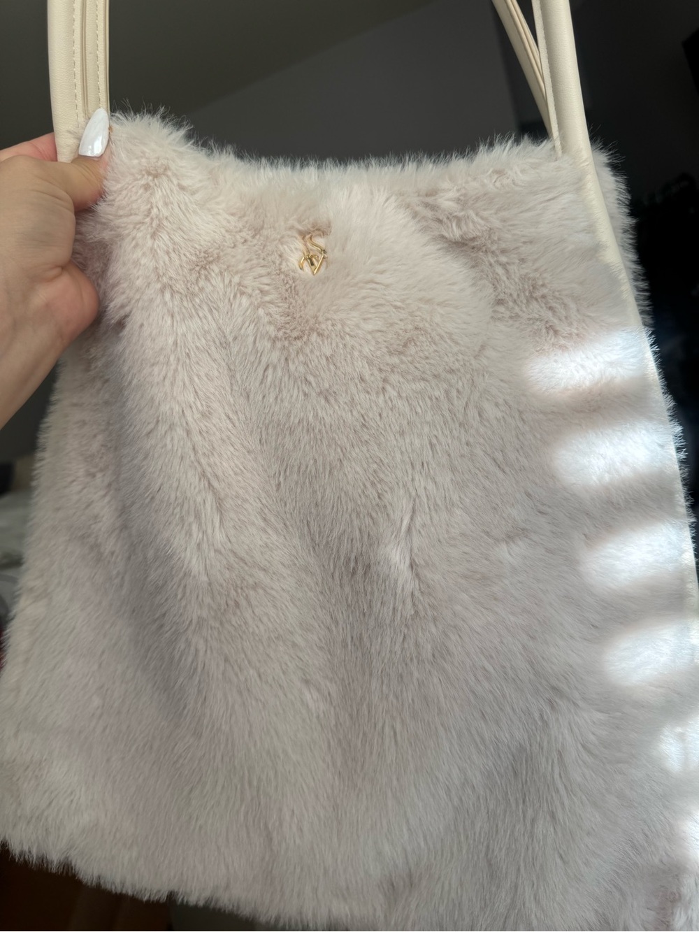 Women's Faux Fur Cream Victoria’s Secret bag